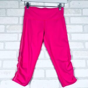Lululemon Athletica Hot Pink Crop Leggings Ruched Sz 4 Activewear‎